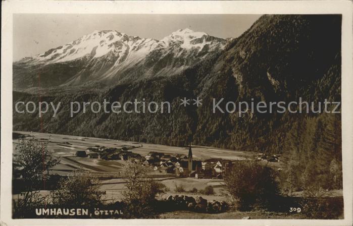 Umhausen Tirol Gesamtansicht mit Alpen
