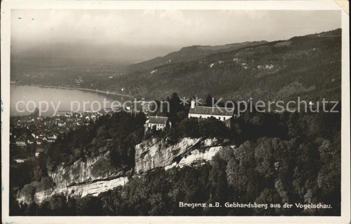 Bregenz Vorarlberg Restauration Gebhardsberg aus der Vogelschau Bodensee