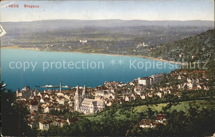 Bregenz Vorarlberg Blick ueber die Stadt gegen Norden Bodensee