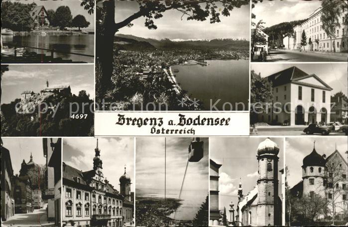 Bregenz Vorarlberg Teilansichten Bodensee Rheintal Pfaenderbahn Martinsturm Geha