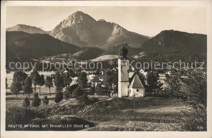 Reutte Tirol Ortsansicht mit Kirche Thaneller Lechtaler Alpen