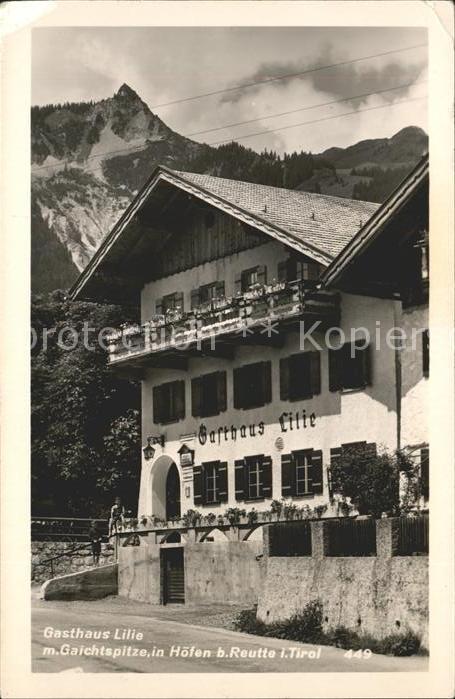 Hoefen Tirol Gasthaus Lilie Gaichtspitze Allgaeuer Alpen