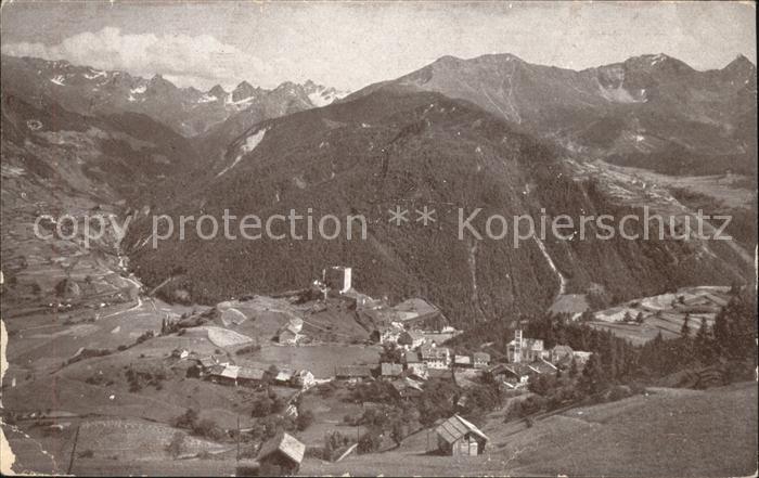 Ladis Panorama Blick von Kuranstalt Obladis Ruine Laudeck oetztaler Alpen