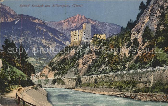 Landeck Tirol Schloss Landeck mit Silberspitze Partie am Inn