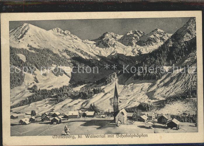 Mittelberg Vorarlberg Ortsansicht mit Kirche Kleinwalsertal Schafalpenkoepfe All