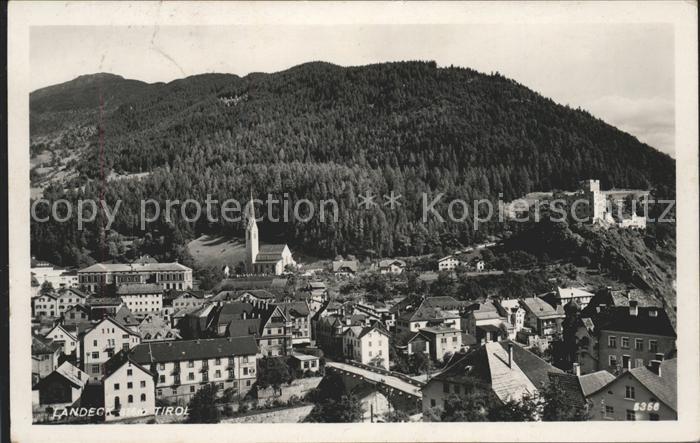 Landeck Tirol Stadtansicht mit Kirche und Schloss NZ3