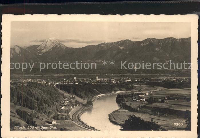 Villach Kaernten Panorama Drau Karawanken