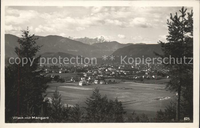 Villach Kaernten Panorama mit Mangart Julische Alpen