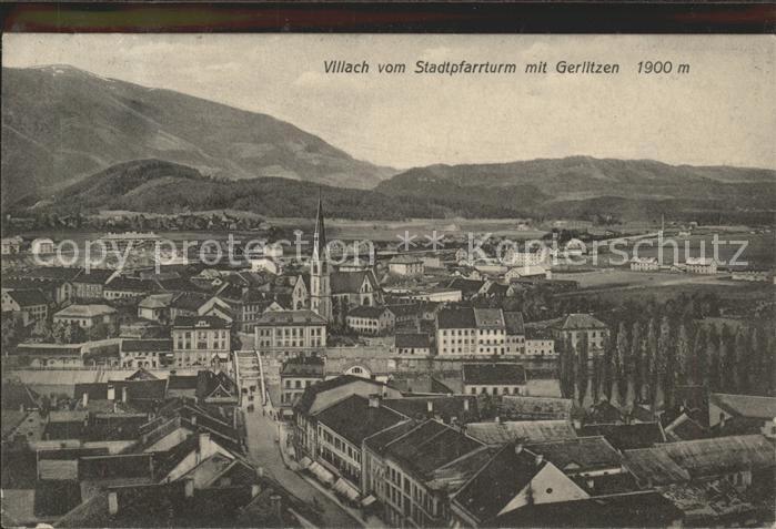 Villach Kaernten Blick vom Stadtpfarrturm mit Gerlitzen