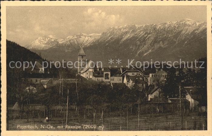 Payerbach Ortsansicht mit Raxalpe