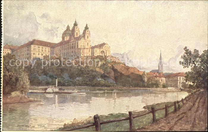 Melk Donau Benediktinerstift und Nibelungenweg Kuenstlerkarte