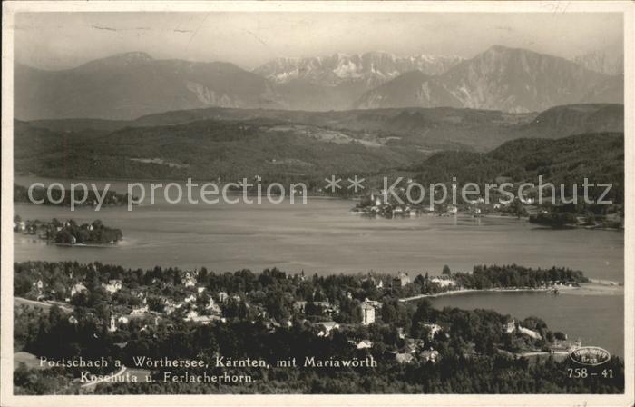 Poertschach Woerthersee mit Mariawoerth Koschuta und Ferlacherhorn