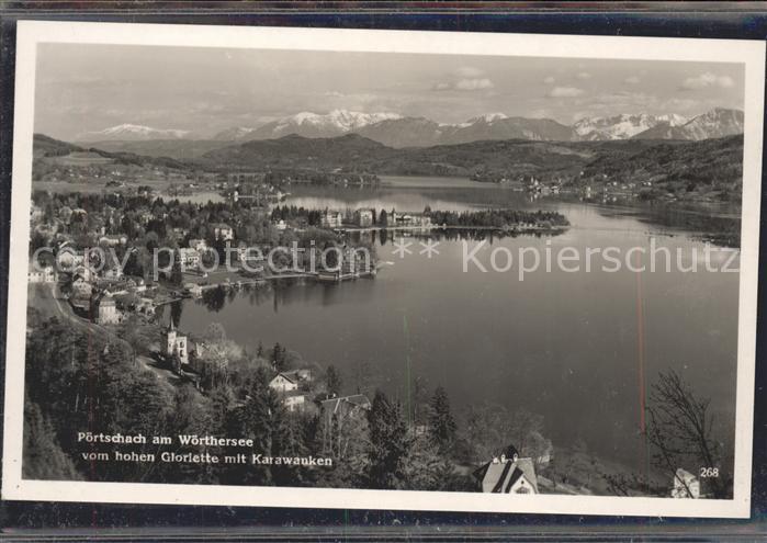 Poertschach Woerthersee Ortsansicht mit Karawanken