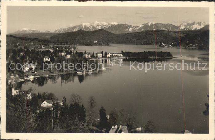 Poertschach Woerthersee Ortsansicht mit Karawanken