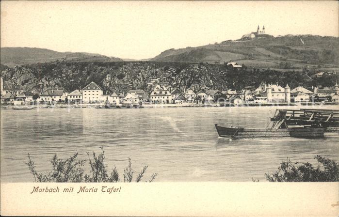 Maria Taferl Ortsansicht mit Burg und Donauschiff