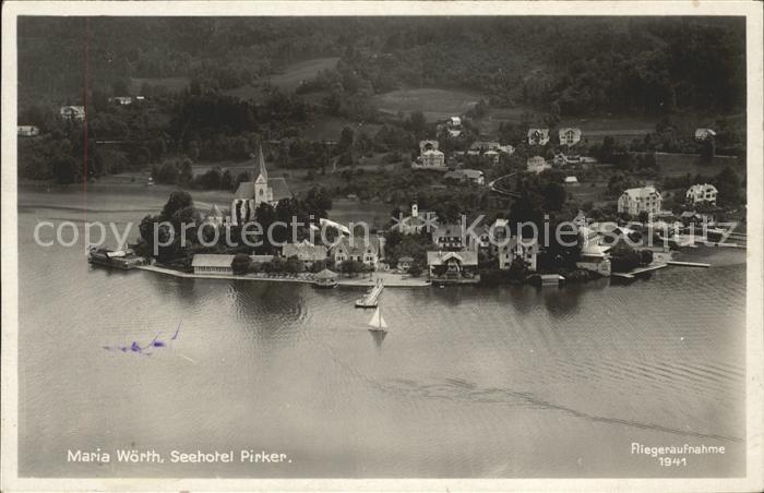 Maria Woerth Woerthersee mit Seehotel Pirker Fliegeraufnahme