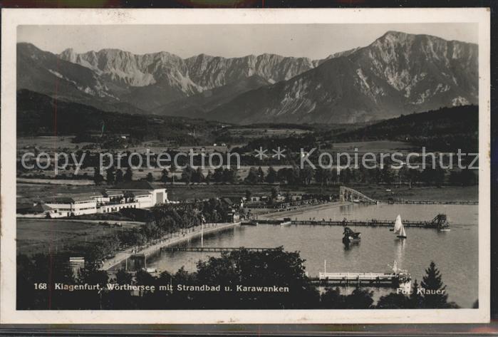 Klagenfurt Woerthersee Wörthersee mit Strandbad und Karawanken