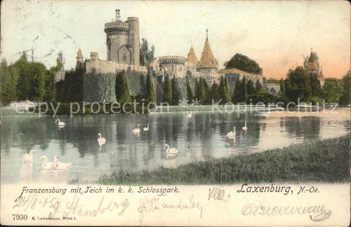 Laxenburg Franzensburg mit Teich im kk Schlosspark