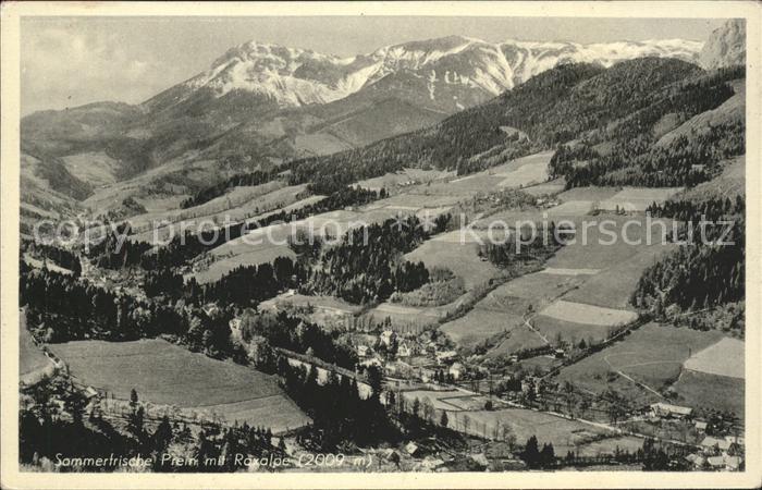 Prein Rax Ortsblick mit Raxalpe