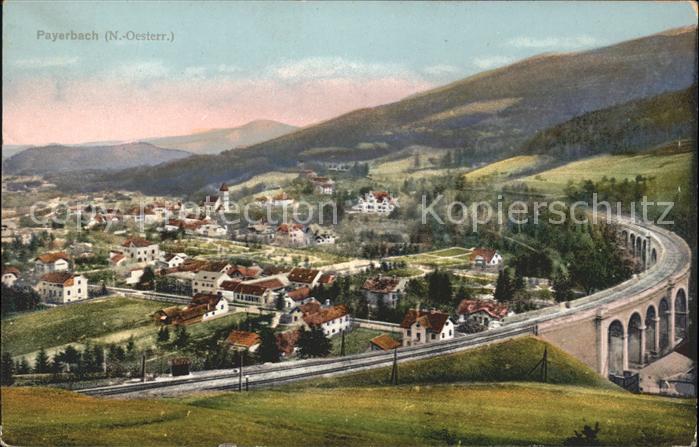 Payerbach Ortsansicht mit Eisenbahnviadukt