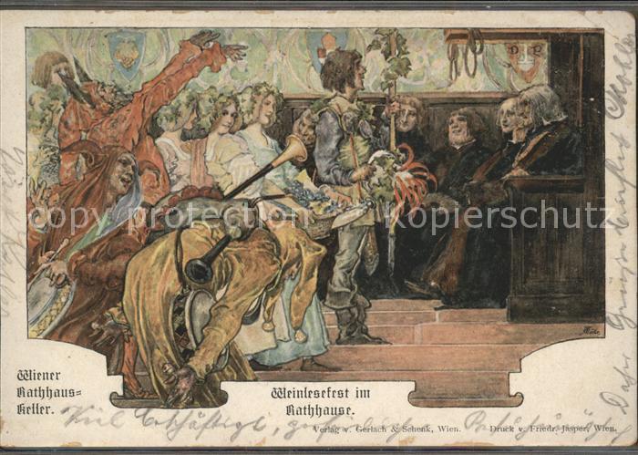 WIEN AT Wiener Rathhaus Keller Weinlesefest im Rathhause Kuenstlerkarte