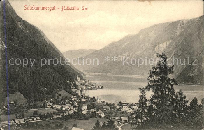 Hallstatt Austria Gesamtansicht mit Hallstätter See