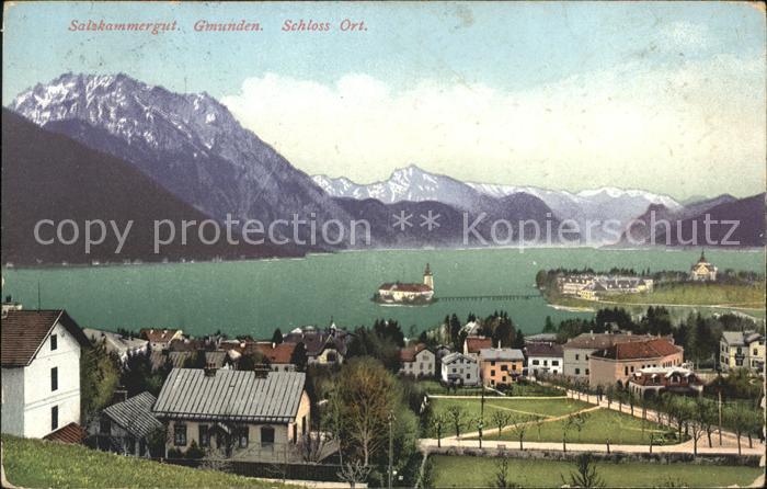 Gmunden Salzkammergut Ortsansicht mit Schloss Ort Traunsee un