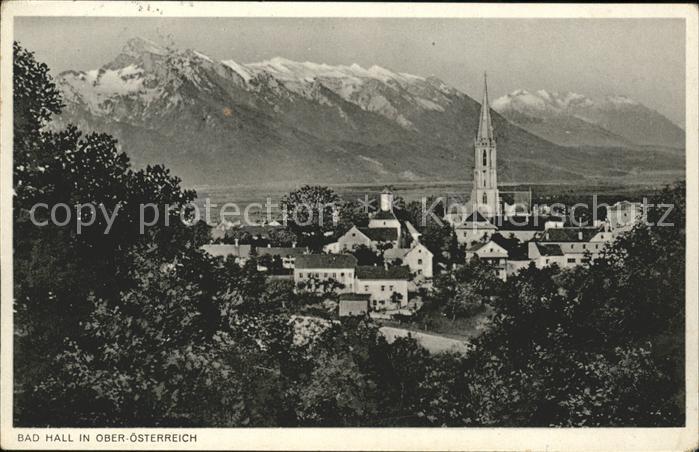 Bad Hall Oberoesterreich Ortsansicht mit Kirche und Alpenpanorama