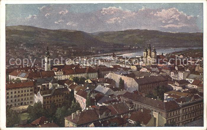 Linz Donau Stadtbild mit Dom Kuenstlerkarte Nr. 7007/17