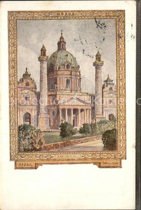 Wien Karlskirche Fest Postkarte 10. Deutsches Saengerbundfest Kuenstlerkarte