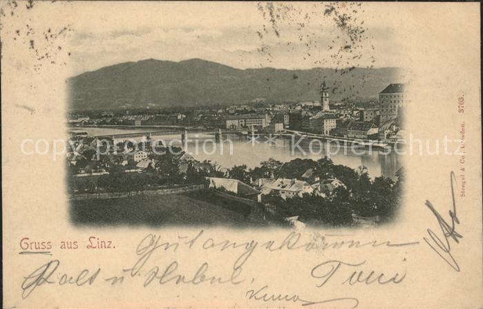 Linz Donau Teilansicht an der Donau Bruecke