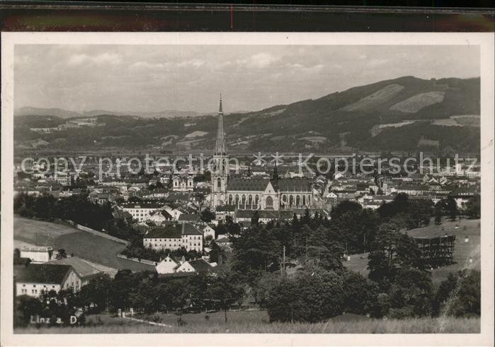 Linz Donau Stadtbild mit Maria Empfaengnis Dom