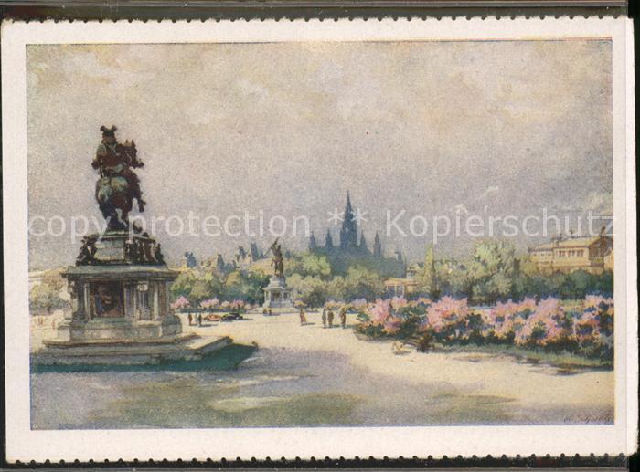 Wien Heldenplatz Denkmal Kuenstlerkarte nach Aquarell von K. Schwetz