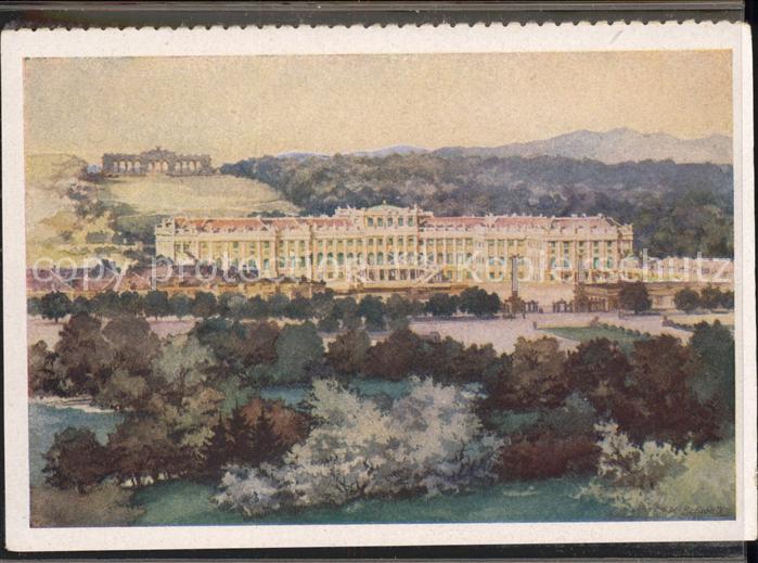 Wien Schloss Schoenbrunn Kuenstlerkarte nach Aquarell von K. Schwetz