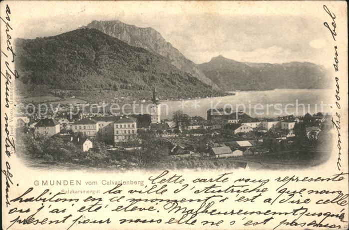 Gmunden Salzkammergut Blick vom Calvarienberg Kirche Traunsee
