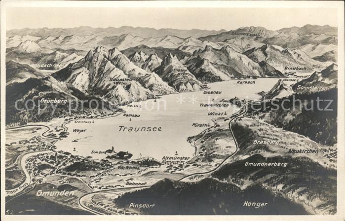 Gmunden Salzkammergut Traunsee und Umgebung Alpenpanorama aus