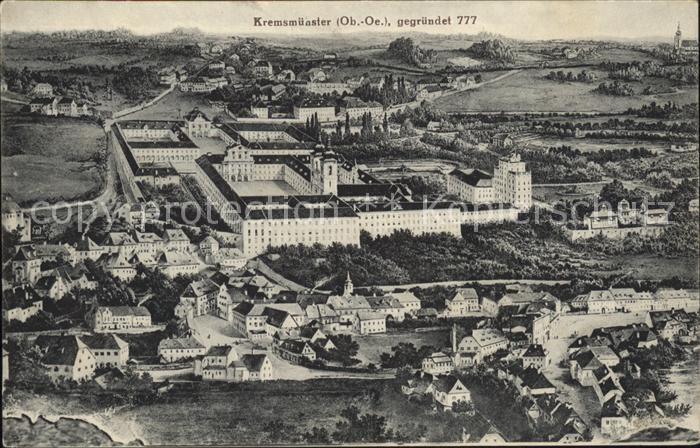 Kremsmuenster Ortsansicht mit Benediktinerstift gegrü