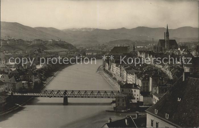 Steyr Enns Oberoesterreich Blick vom Tabor Enns Brücke Kirche Alpe