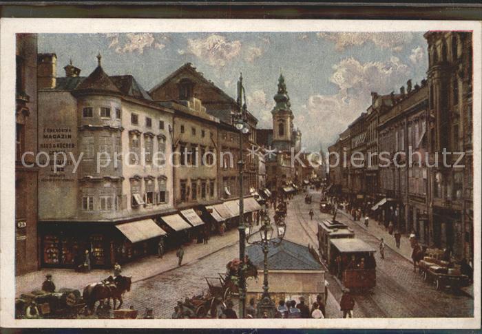 Linz Donau Landstrasse Pferdefuhrwerk Strassenbahn