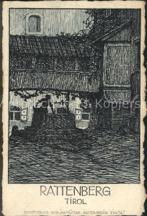 Rattenberg Tirol Künstlerkarte Rob. Armütter Zeichnung