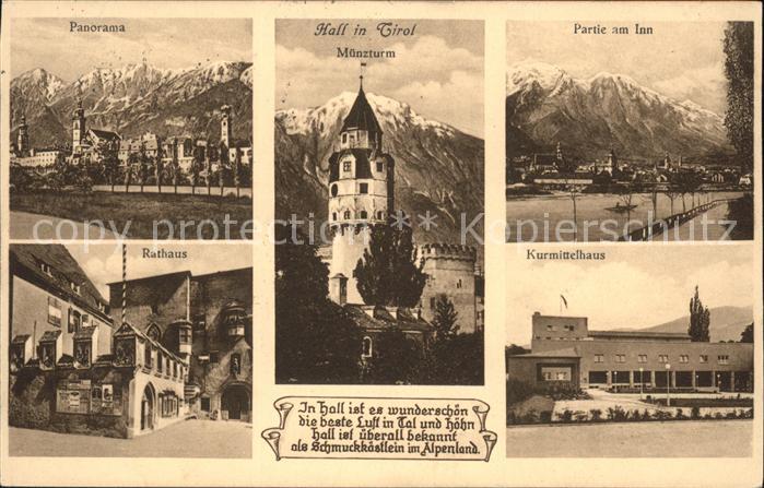 Hall Tirol Panorama Muenzturm Innpartie Rathaus Kurmittelhaus