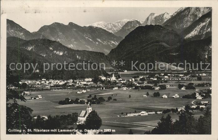 Golling Salzach und St Nikolaus mit Lammertal und Dachstein