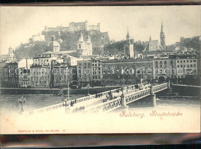 Salzburg Oesterreich Staatsbruecke Altstadt mit Festung Hohensalzburg