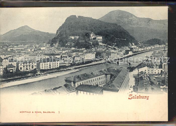 Salzburg Oesterreich Staatsbruecke Altstadt mit Festung Hohensalzburg