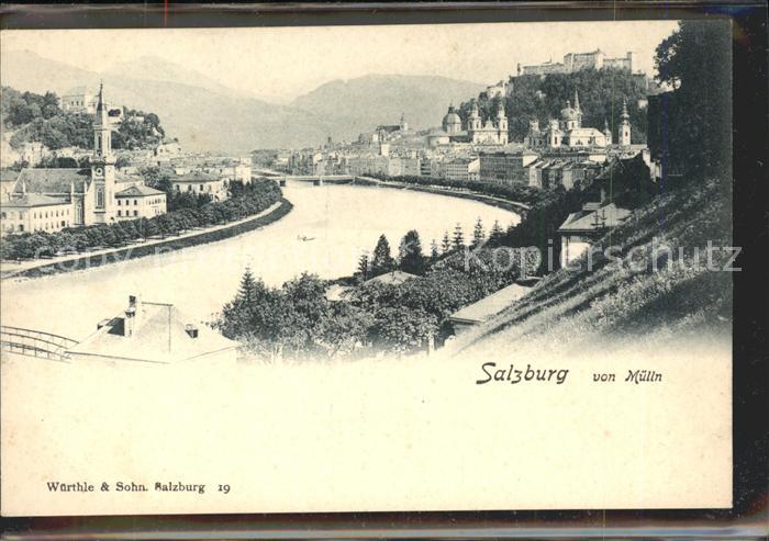 Salzburg Oesterreich Stadtblick von Muelln mit Festung Hohensalzburg