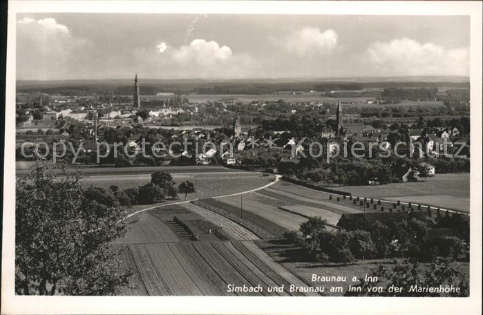 Braunau Inn Oberoesterreich mit Simbach von der Marienhöhe