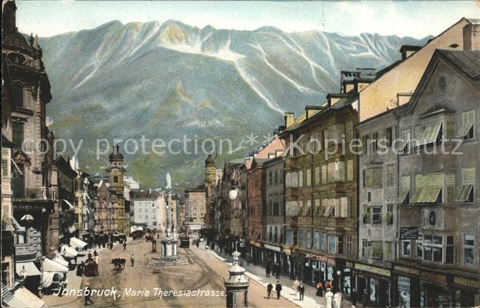 Innsbruck Maria Theresienstrasse Saeulen Alpen