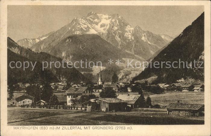 Mayrhofen Zillertal Panorama mit Gruenberg