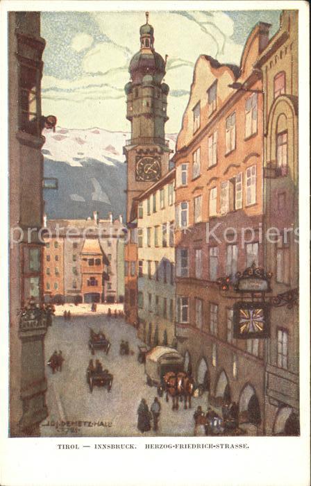 Innsbruck Herzog-Friedrich-Strasse Goldenes Dachl Kuenstlerkarte