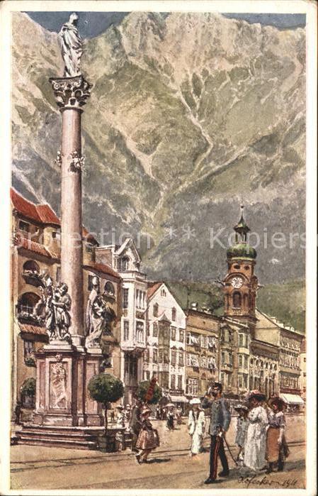 Innsbruck Marie-Theresienstrasse Saeule Kuenstlerkarte